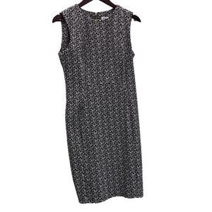 Calvin Klein Dress Women's Black White Below Knee Bodycon Zipper Sleeveless 8